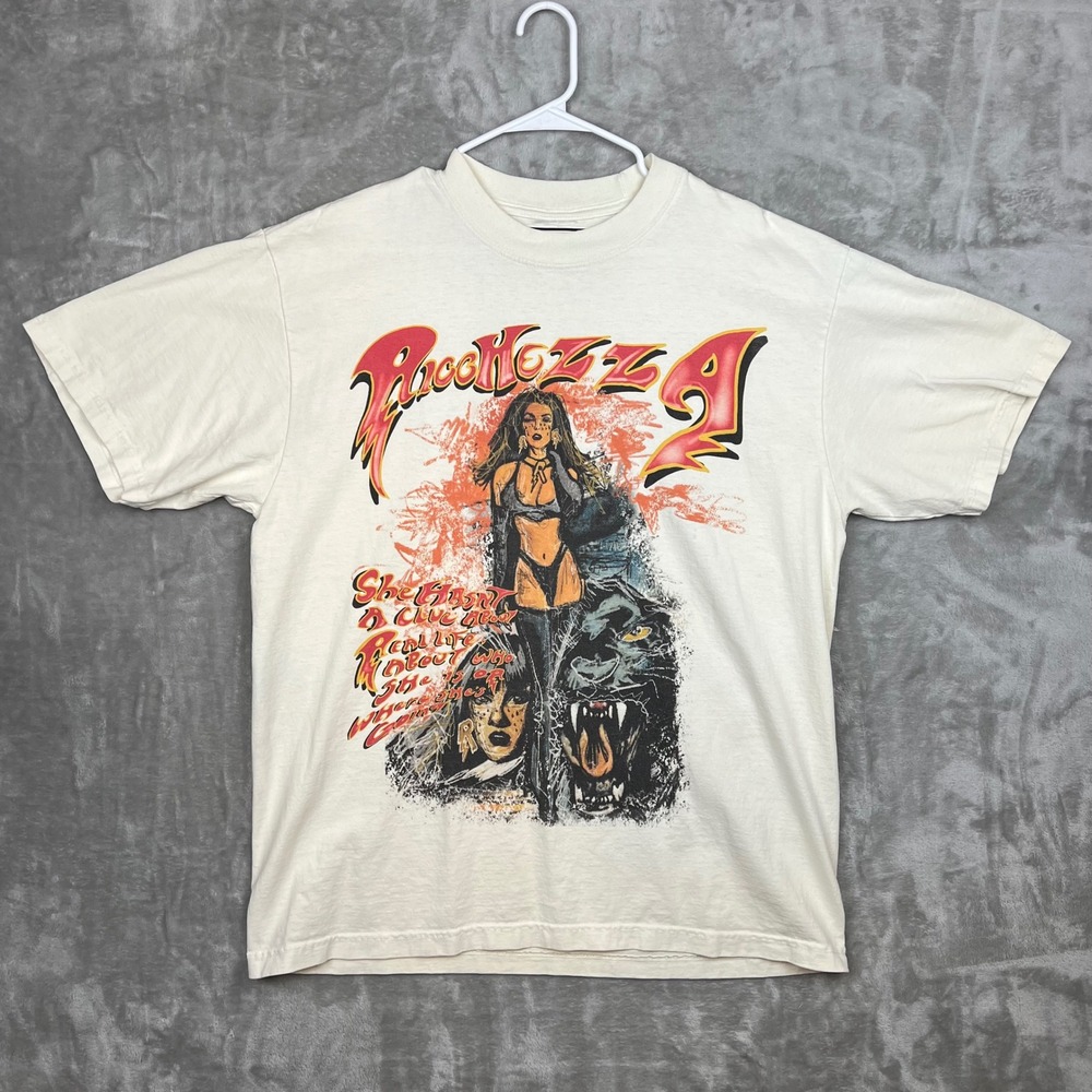 RICCHEZZA Graphic T Shirt Vintage Anime Style Men's Size‎ L White